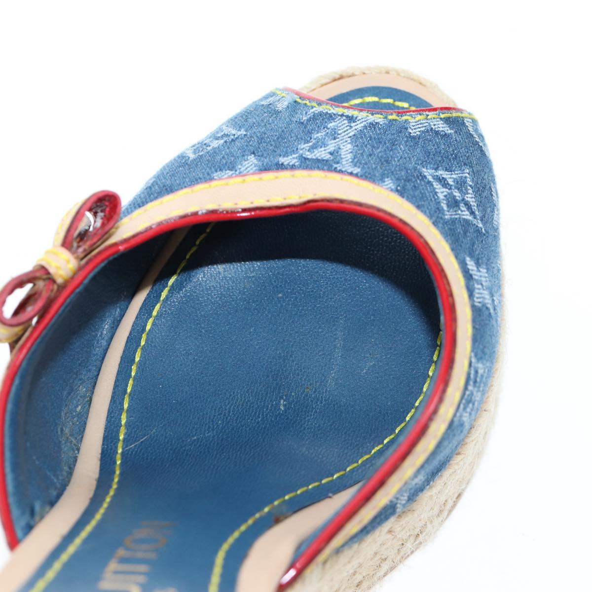 LOUIS VUITTON Monogram Denim Espadrille Sandals Blue LV Auth ar14173V