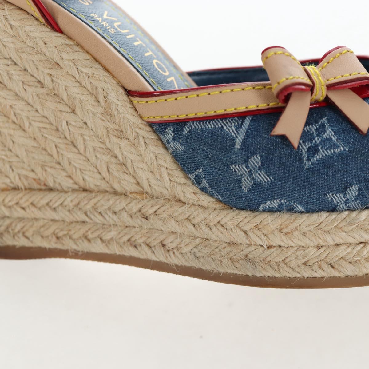 LOUIS VUITTON Monogram Denim Espadrille Sandals Blue LV Auth ar14173V