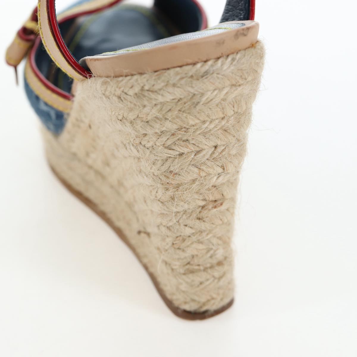 LOUIS VUITTON Monogram Denim Espadrille Sandals Blue LV Auth ar14173V