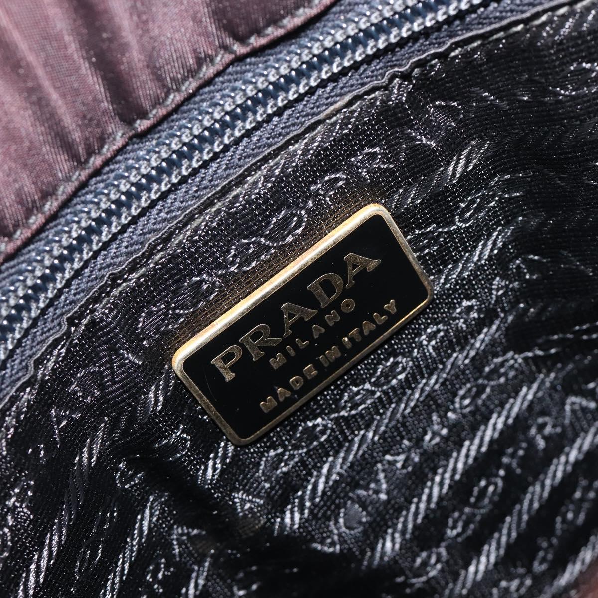 PRADA Hand Bag Nylon Brown Gold Tone Auth ar14174