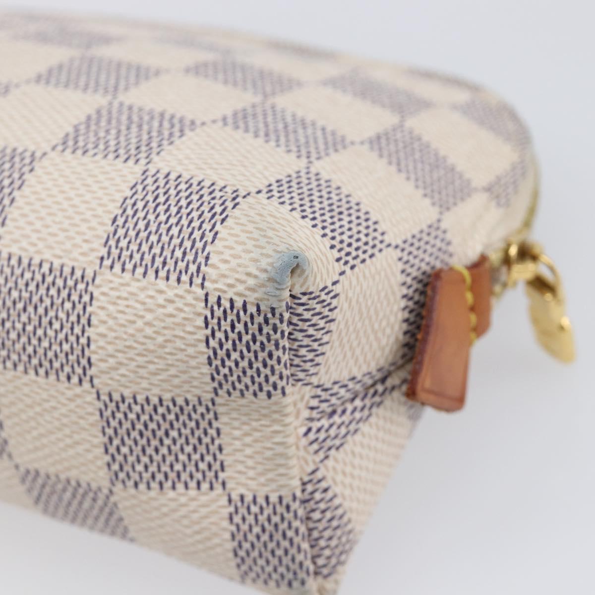 LOUIS VUITTON Damier Azur Pochette Cosmetic PM Pouch N60024 LV Auth ar14175A