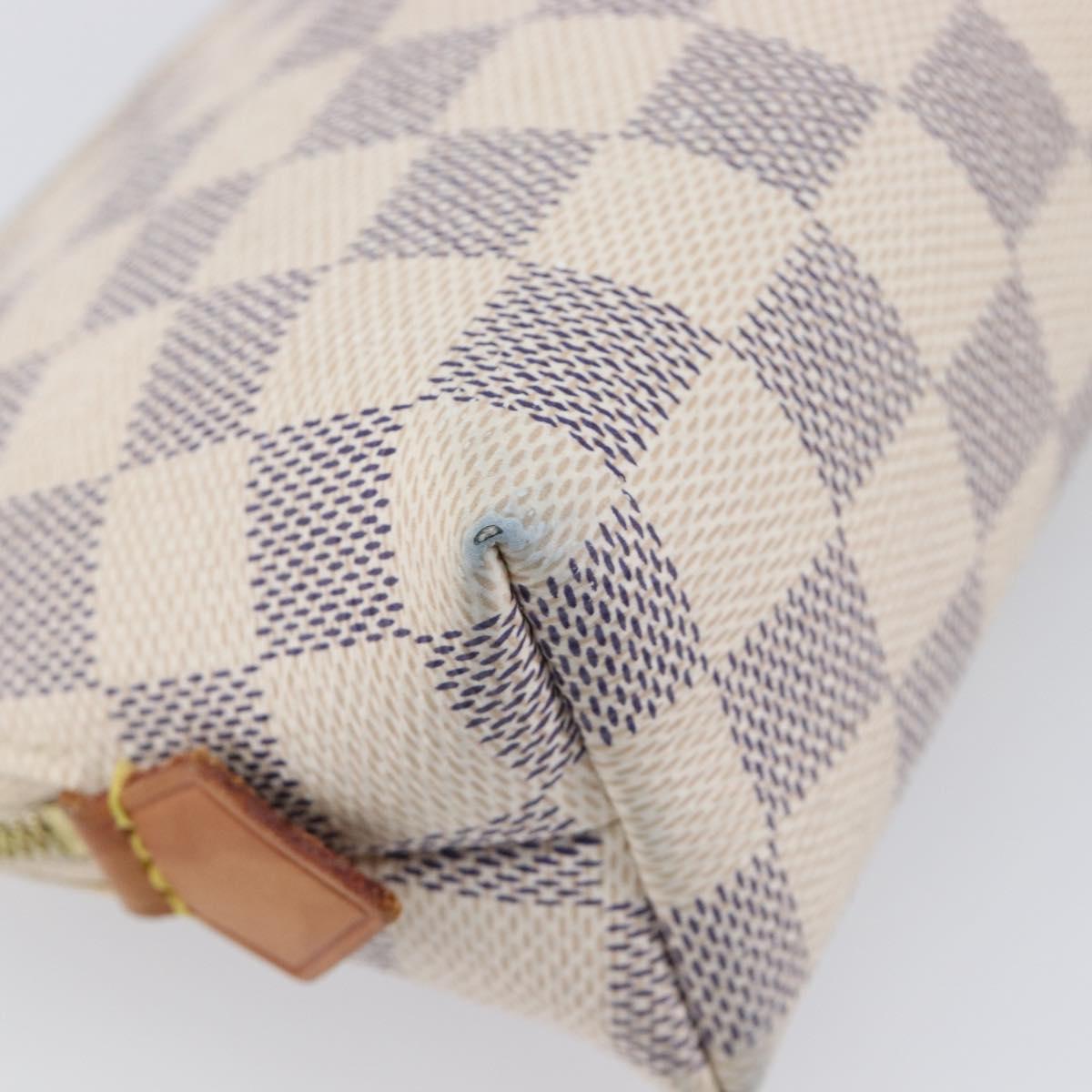 LOUIS VUITTON Damier Azur Pochette Cosmetic PM Pouch N60024 LV Auth ar14175A