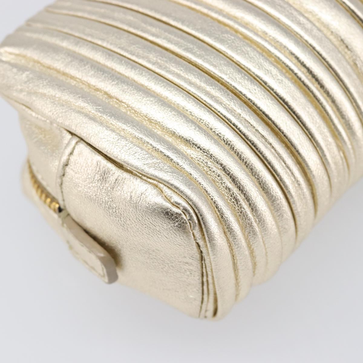Miu Miu Matelasse Pouch Leather Gold Auth ar14176V