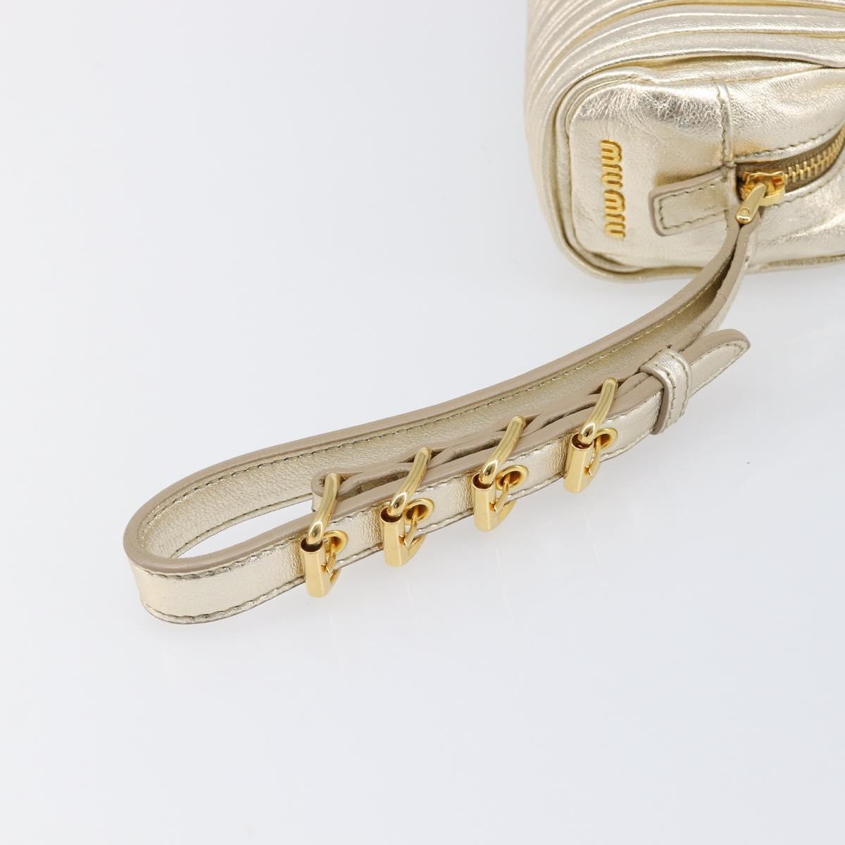 Miu Miu Matelasse Pouch Leather Gold Auth ar14176V