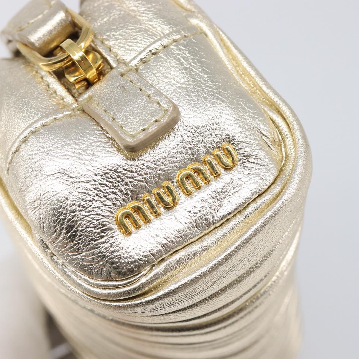 Miu Miu Matelasse Pouch Leather Gold Auth ar14176V