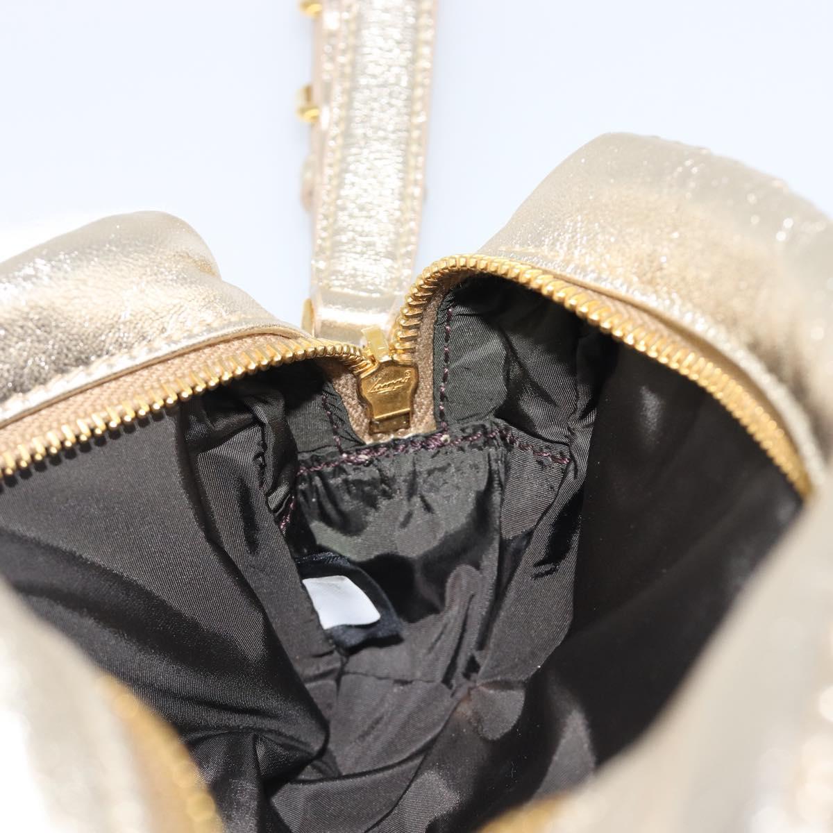 Miu Miu Matelasse Pouch Leather Gold Auth ar14176V