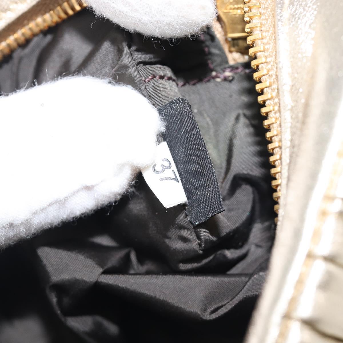 Miu Miu Matelasse Pouch Leather Gold Auth ar14176V