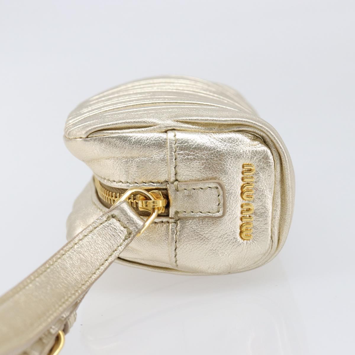 Miu Miu Matelasse Pouch Leather Gold Auth ar14176V