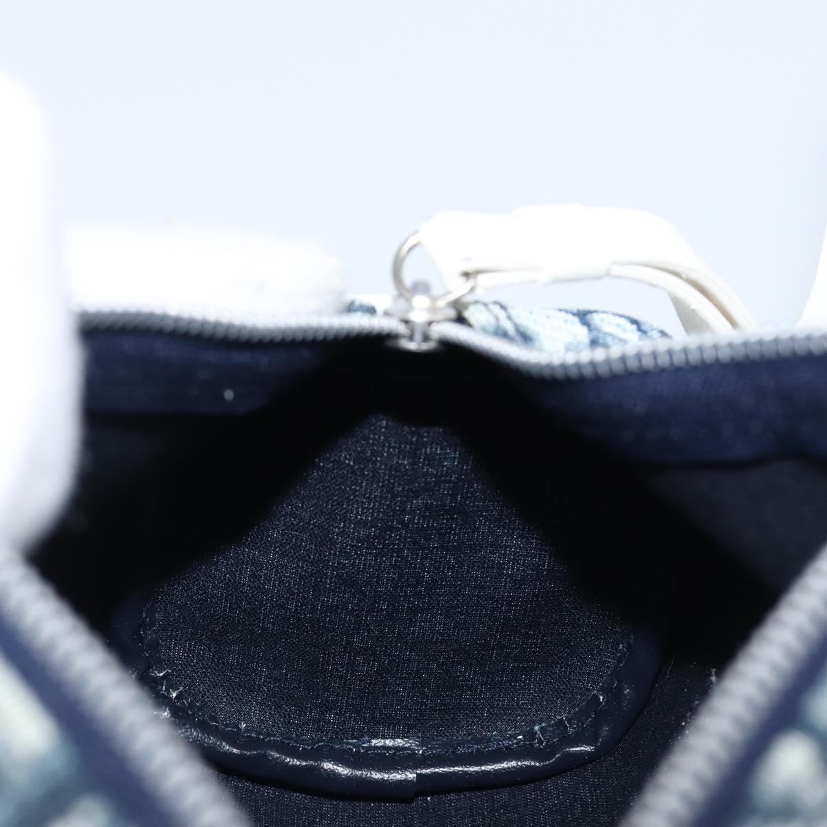 Christian Dior Trotter Pouch PVC Leather Navy Silver Auth ar14178