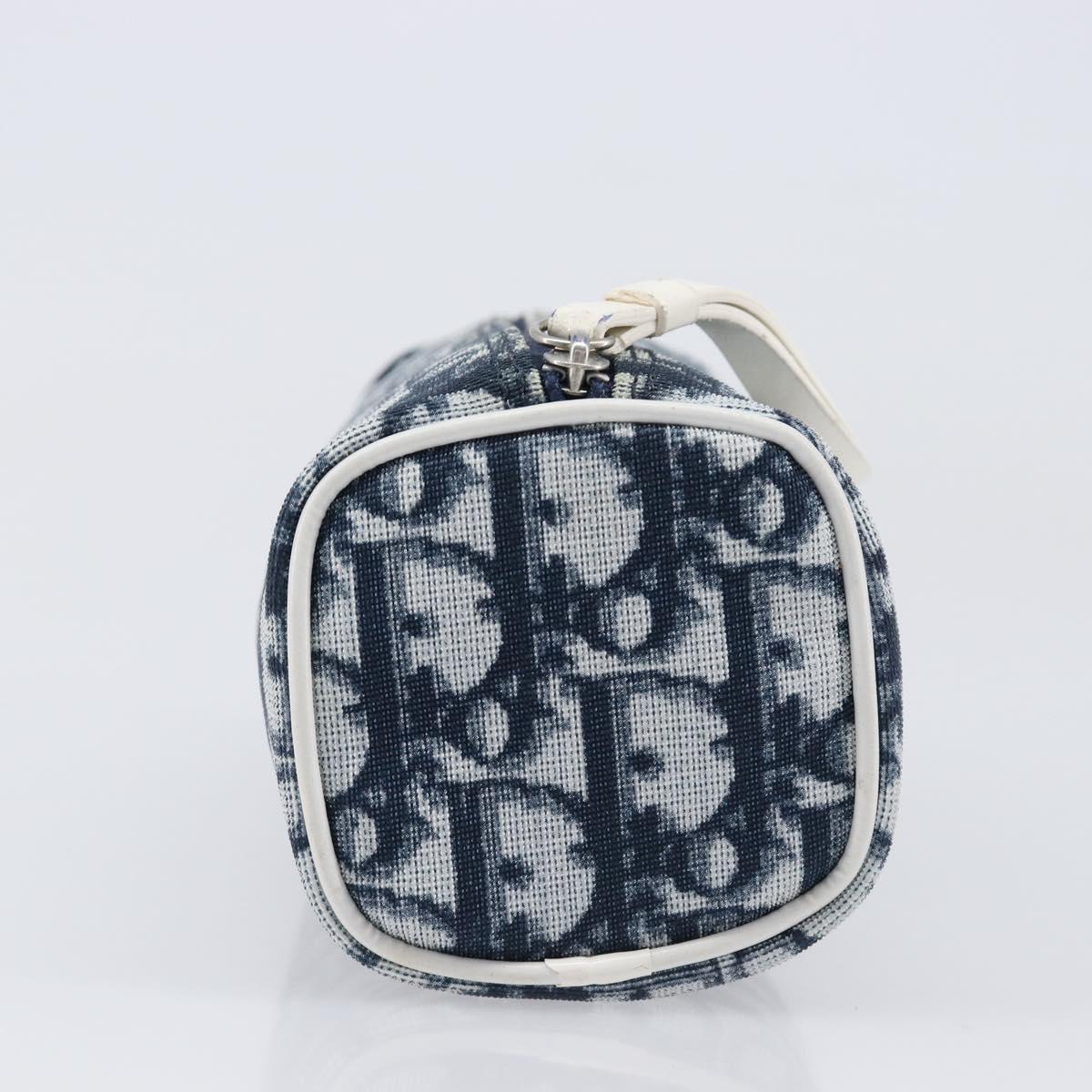 Christian Dior Trotter Pouch PVC Leather Navy Silver Auth ar14178