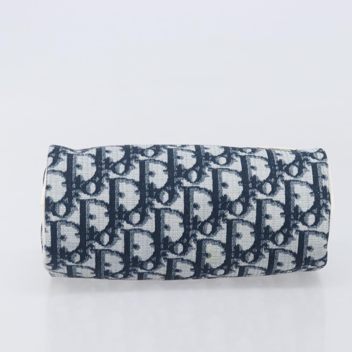 Christian Dior Trotter Pouch PVC Leather Navy Silver Auth ar14178
