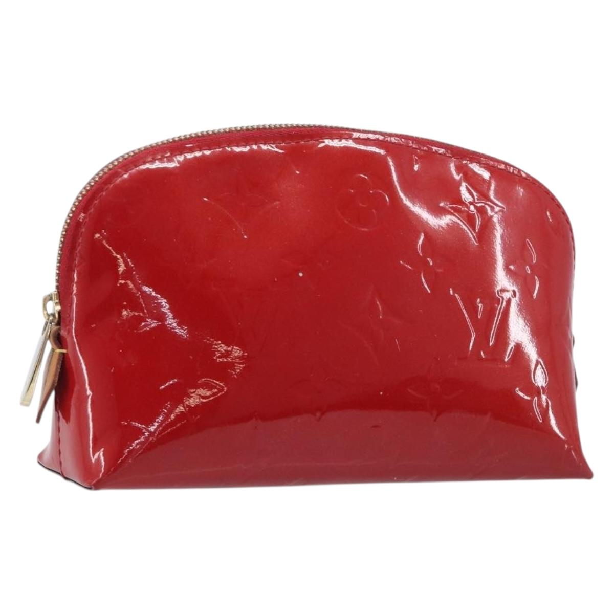 LOUIS VUITTON Monogram Vernis Pochette Cosmetic PM Pouch Red M90172 Auth ar14182