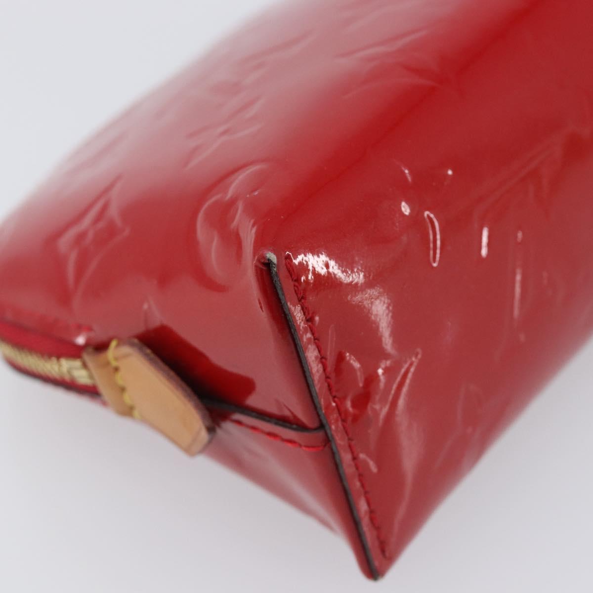LOUIS VUITTON Monogram Vernis Pochette Cosmetic PM Pouch Red M90172 Auth ar14182