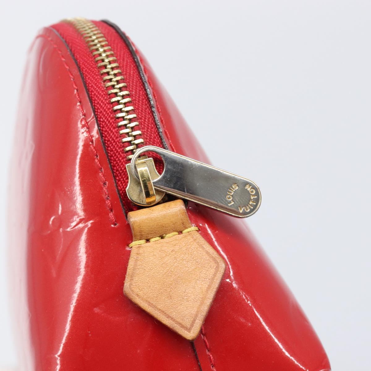 LOUIS VUITTON Monogram Vernis Pochette Cosmetic PM Pouch Red M90172 Auth ar14182