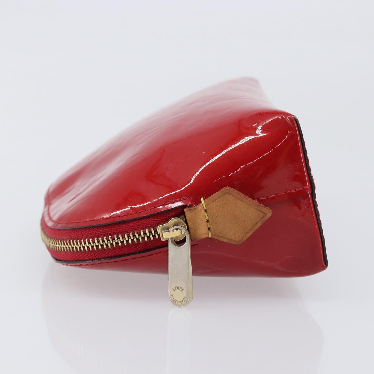 LOUIS VUITTON Monogram Vernis Pochette Cosmetic PM Pouch Red M90172 Auth ar14182