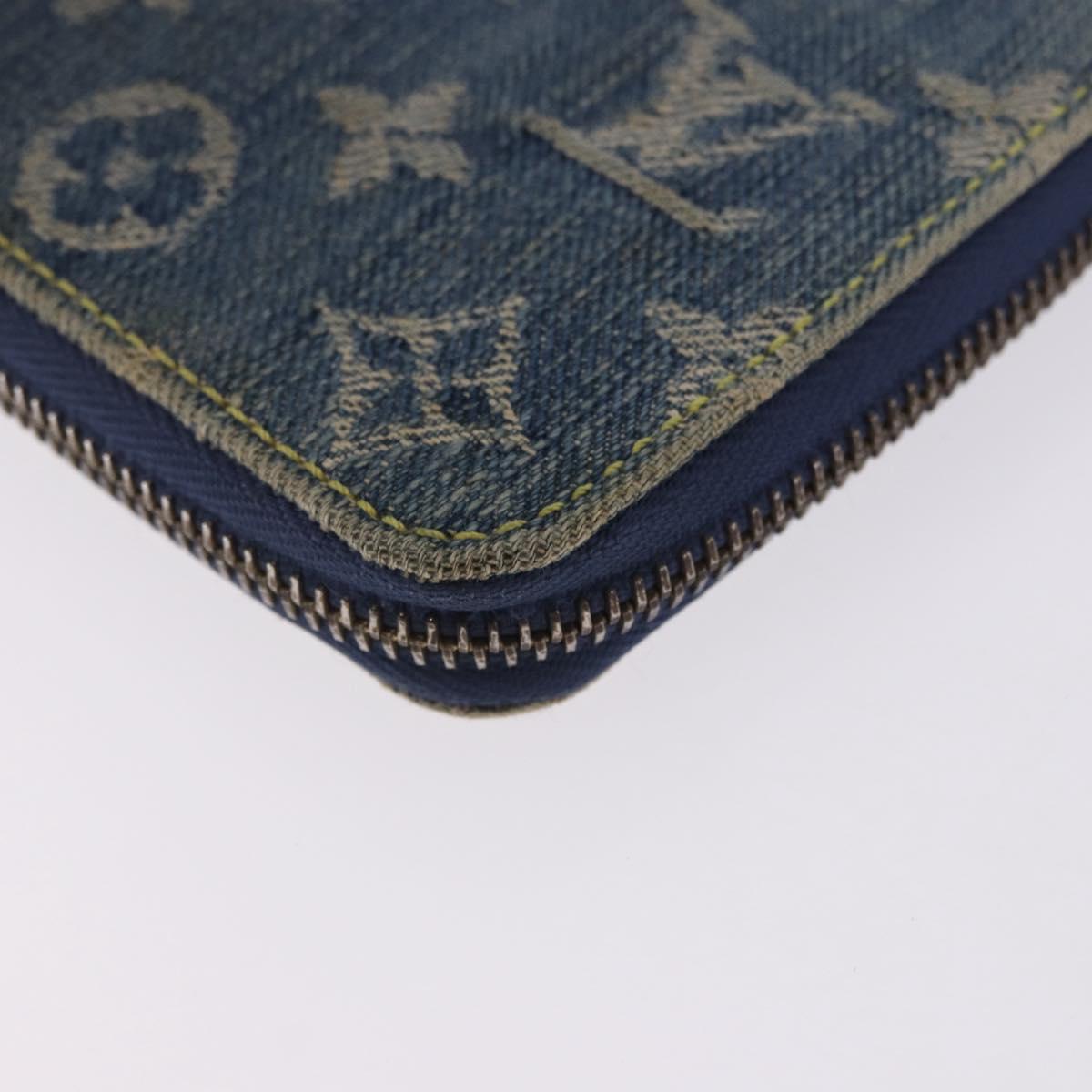 LOUIS VUITTON Monogram Denim Mini Zippy Wallet Blue M95342 LV Auth ar14193A