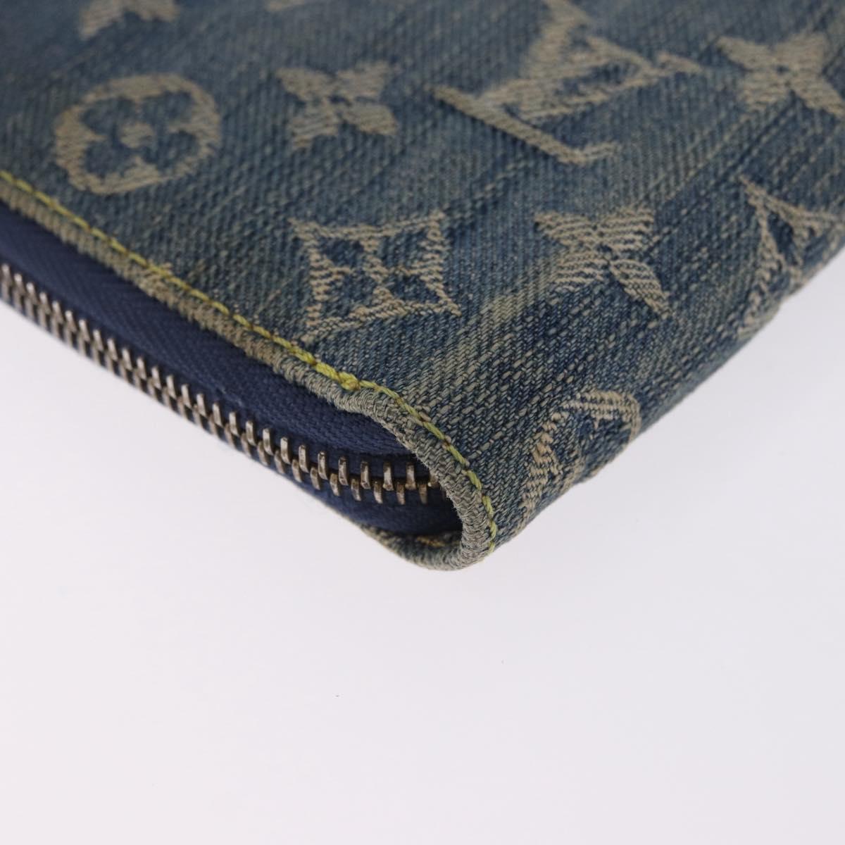 LOUIS VUITTON Monogram Denim Mini Zippy Wallet Blue M95342 LV Auth ar14193A