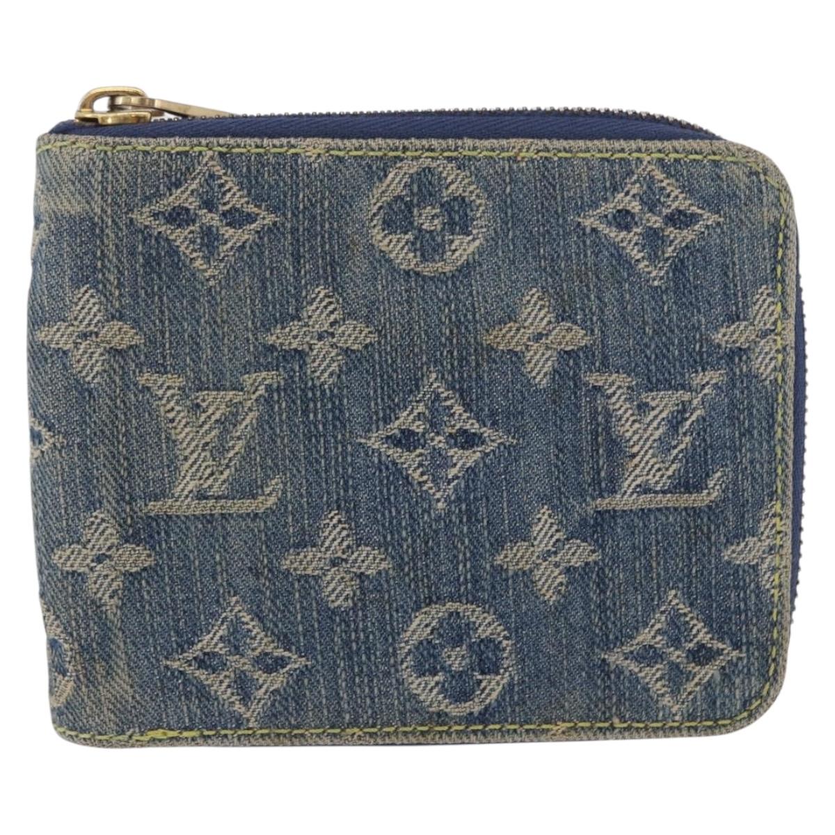 LOUIS VUITTON Monogram Denim Mini Zippy Wallet Blue M95342 LV Auth ar14193A