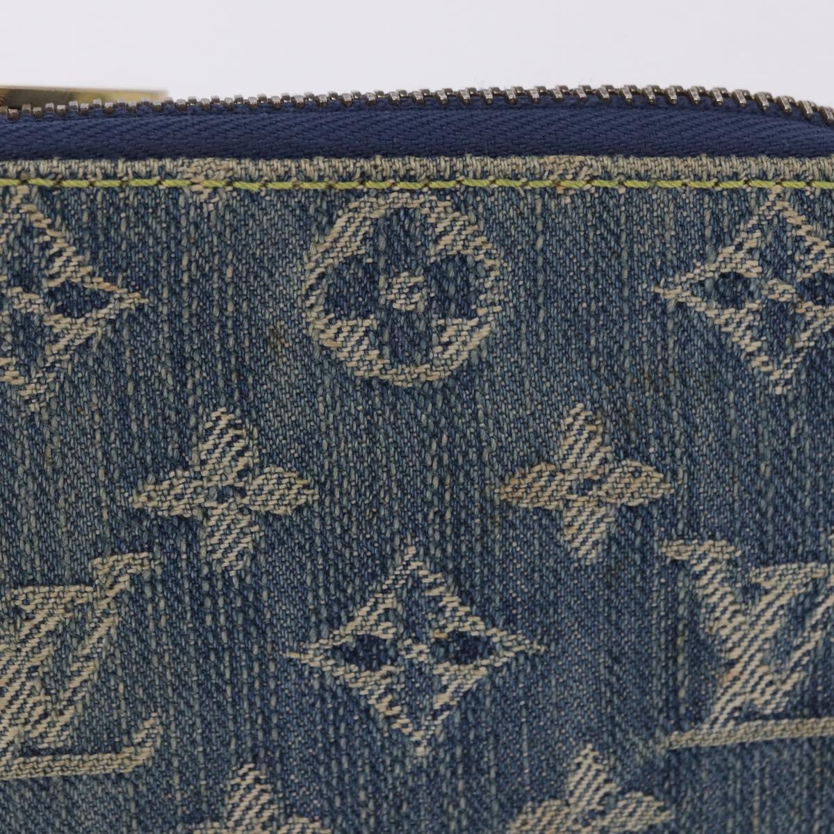 LOUIS VUITTON Monogram Denim Mini Zippy Wallet Blue M95342 LV Auth ar14193A