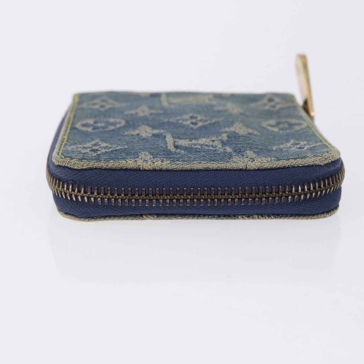 LOUIS VUITTON Monogram Denim Mini Zippy Wallet Blue M95342 LV Auth ar14193A