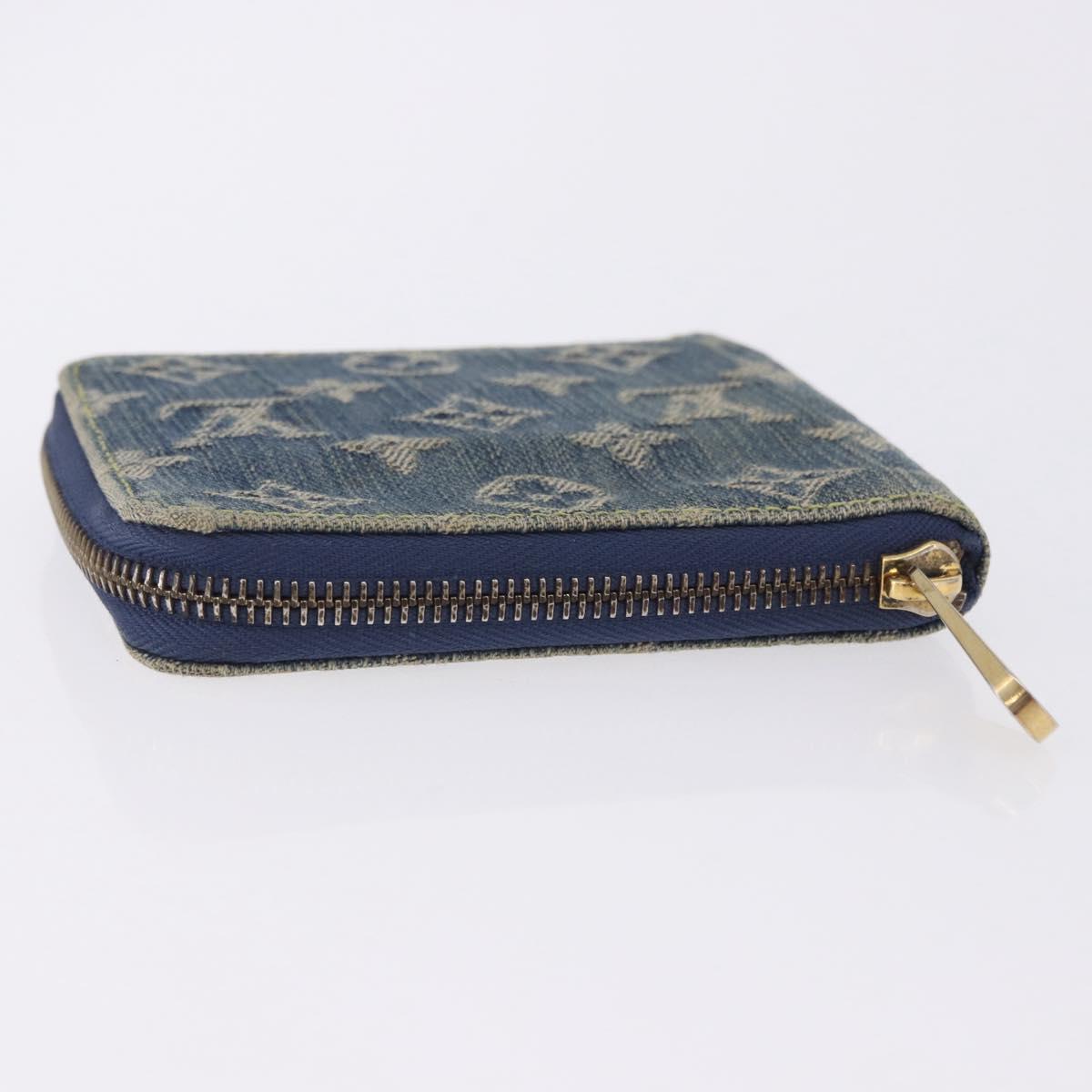 LOUIS VUITTON Monogram Denim Mini Zippy Wallet Blue M95342 LV Auth ar14193A
