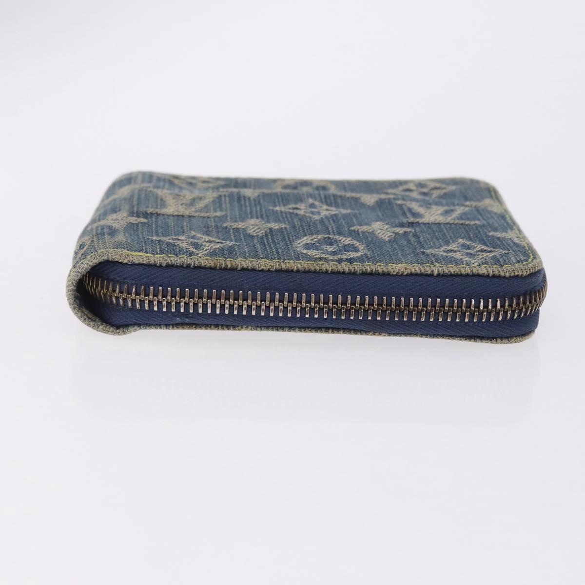 LOUIS VUITTON Monogram Denim Mini Zippy Wallet Blue M95342 LV Auth ar14193A
