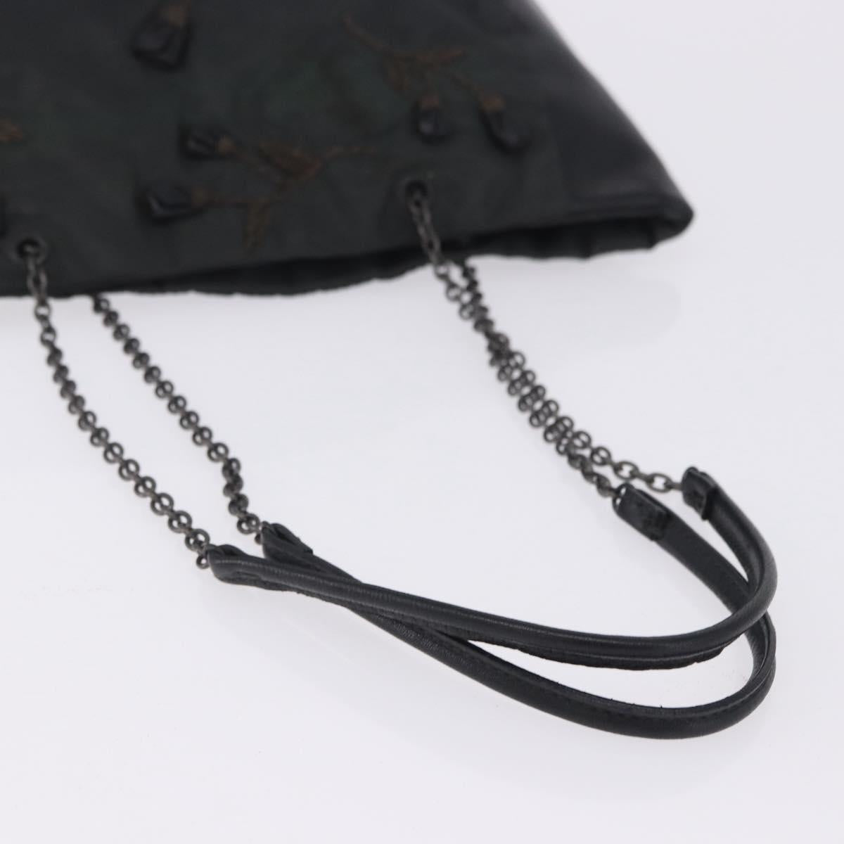 PRADA Chain Tote Bag Nylon Green Auth ar14194
