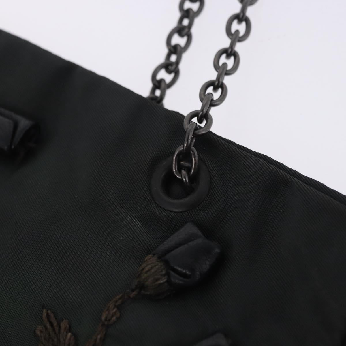 PRADA Chain Tote Bag Nylon Green Auth ar14194
