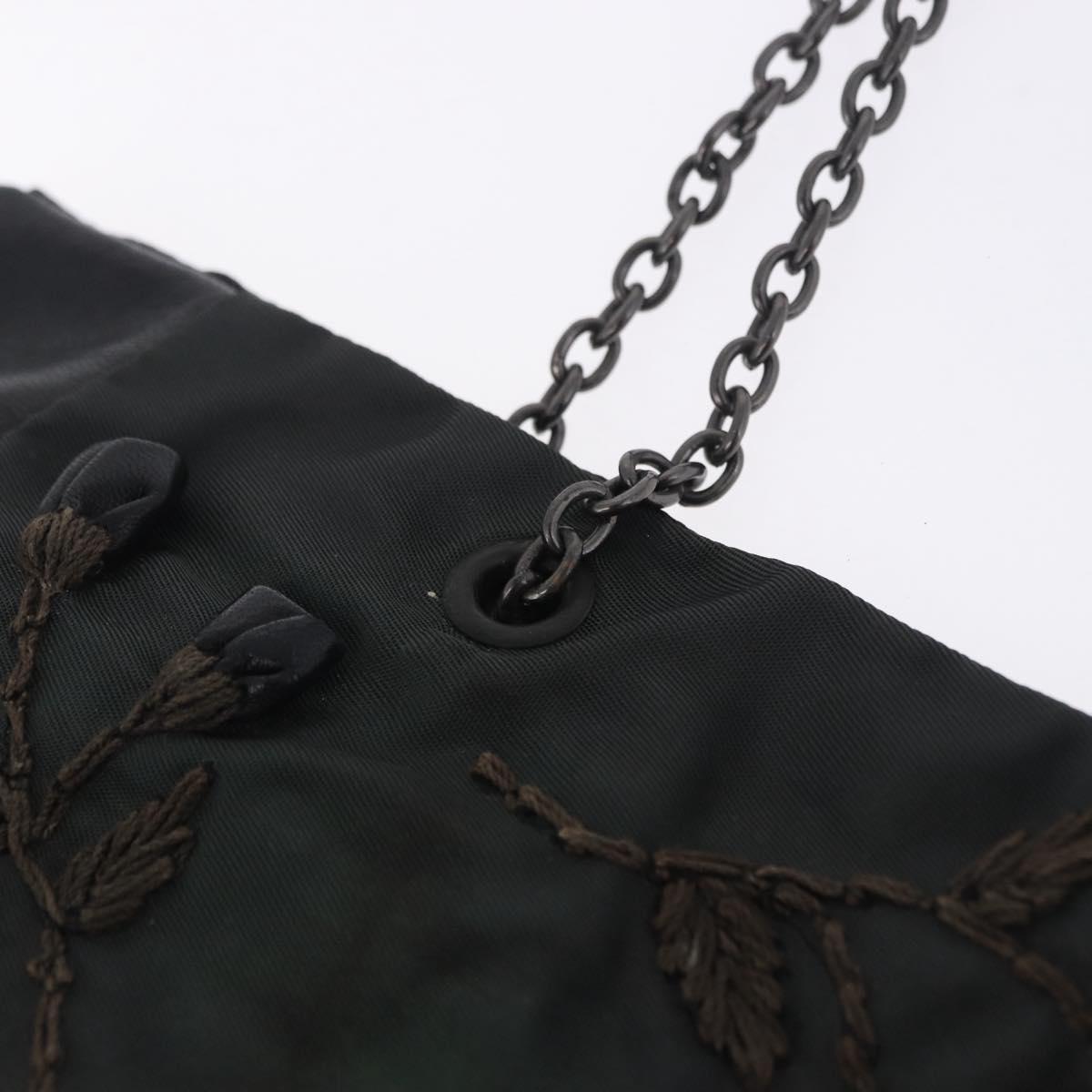 PRADA Chain Tote Bag Nylon Green Auth ar14194