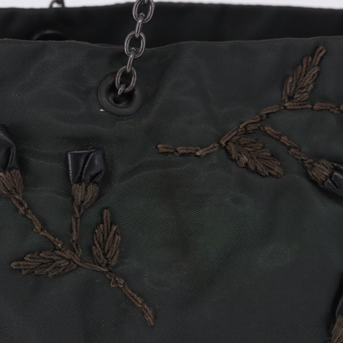 PRADA Chain Tote Bag Nylon Green Auth ar14194