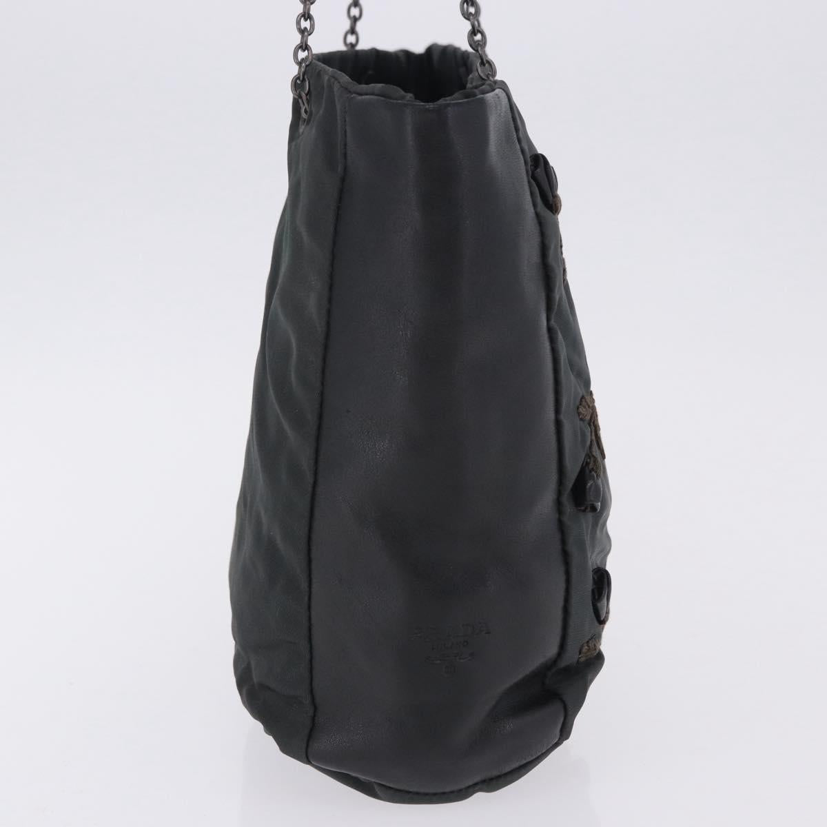 PRADA Chain Tote Bag Nylon Green Auth ar14194