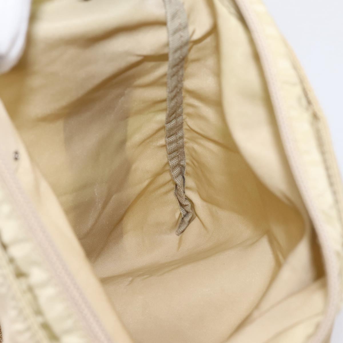 PRADA Shoulder Bag Nylon Beige Silver Auth ar14195