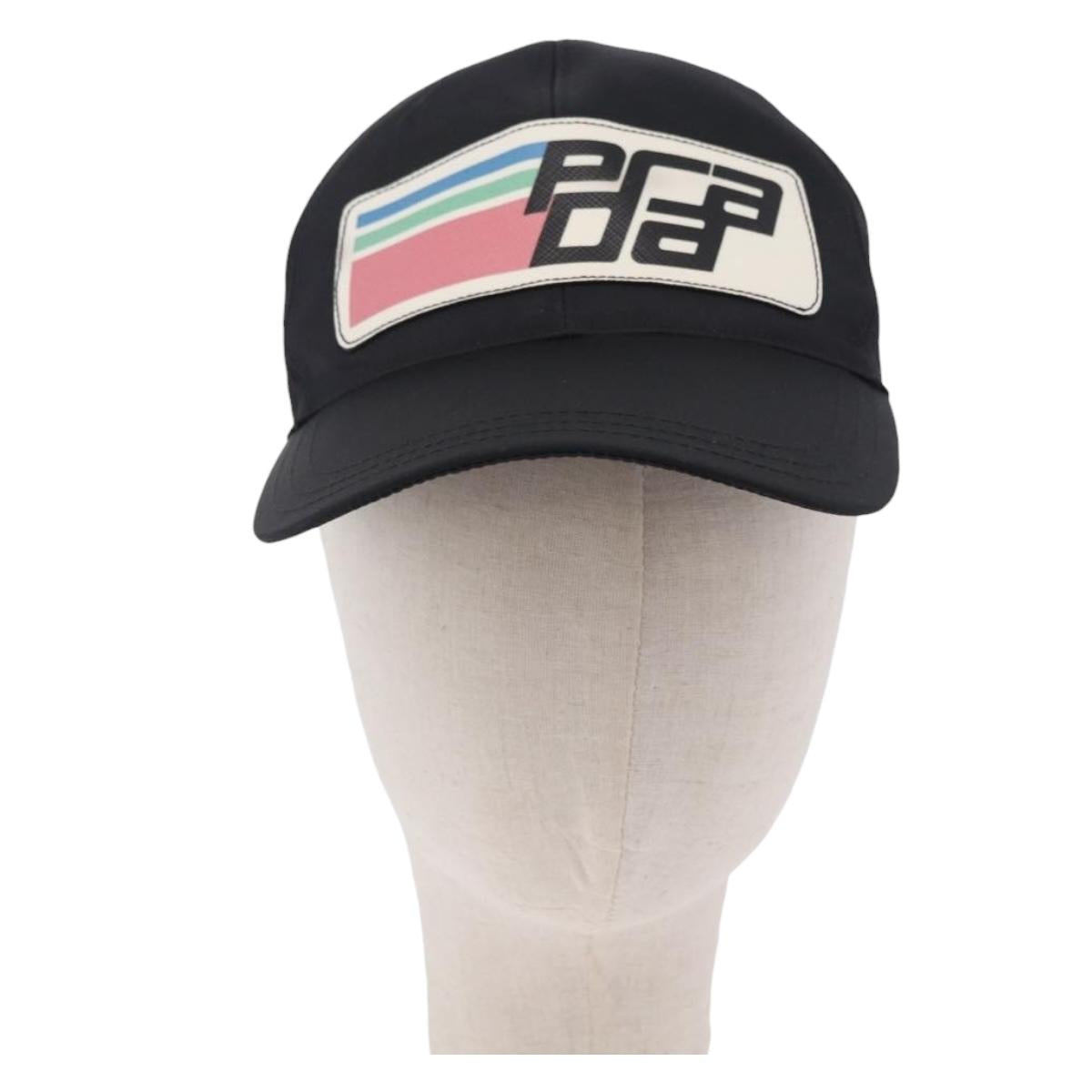 PRADA Cap Nylon Black White Auth ar14198