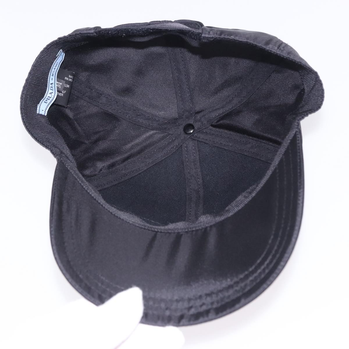PRADA Cap Nylon Black White Auth ar14198