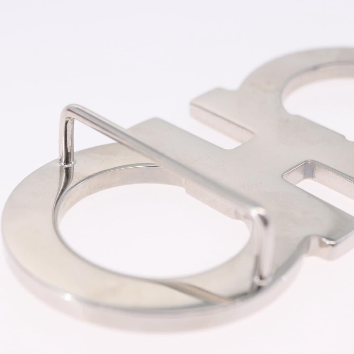Salvatore Ferragamo Gancini Buckles Metal White Silver Auth ar14199