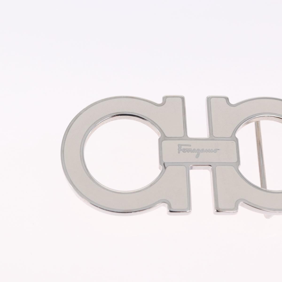 Salvatore Ferragamo Gancini Buckles Metal White Silver Auth ar14199