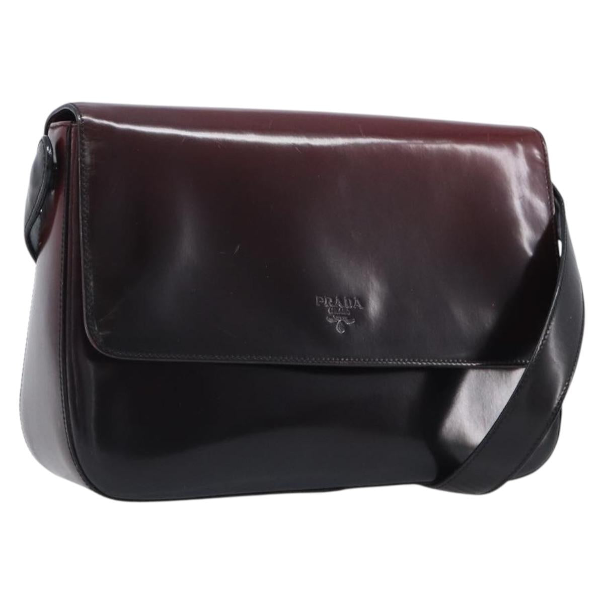 PRADA Shoulder Bag Patent Bordeaux Auth ar14223