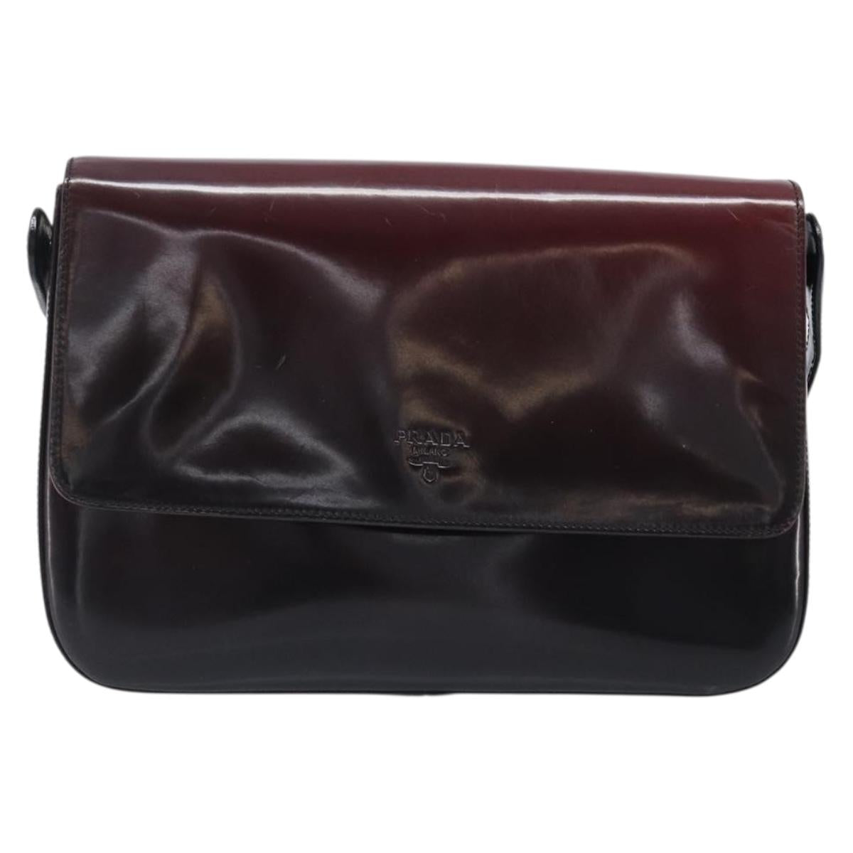 PRADA Shoulder Bag Patent Bordeaux Auth ar14223