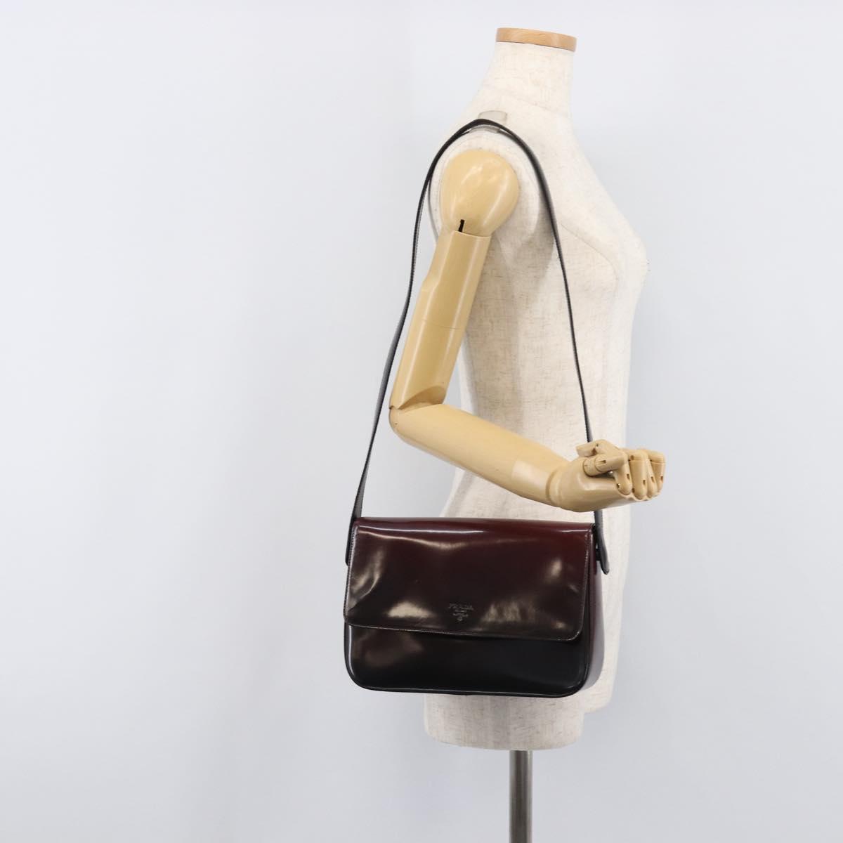 PRADA Shoulder Bag Patent Bordeaux Auth ar14223