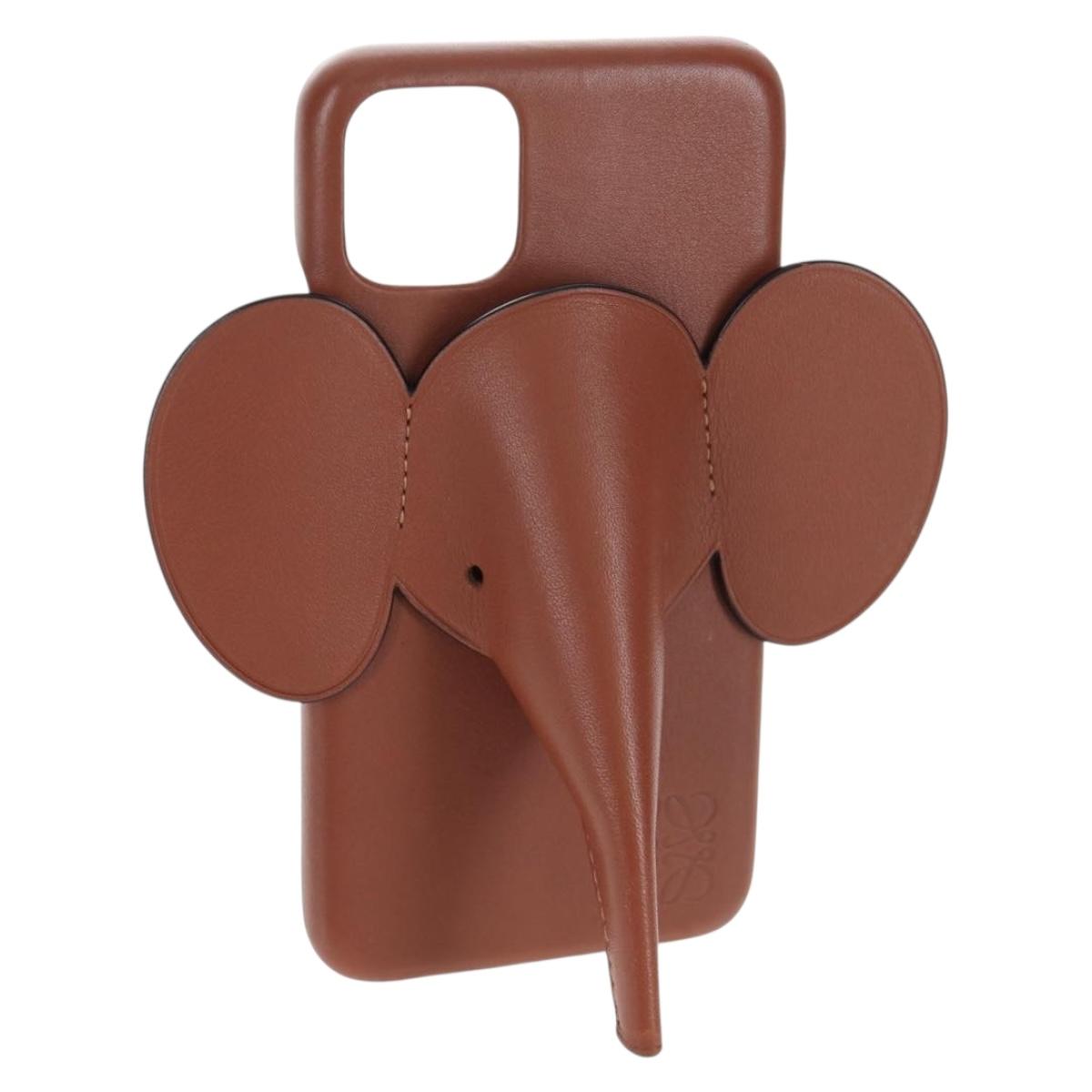 LOEWE iPhone X & XS Case Leather Brown Auth ar14224