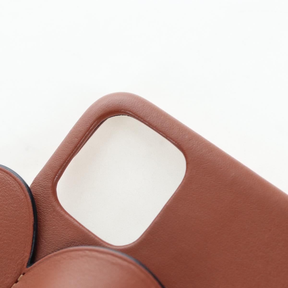 LOEWE iPhone X & XS Case Leather Brown Auth ar14224