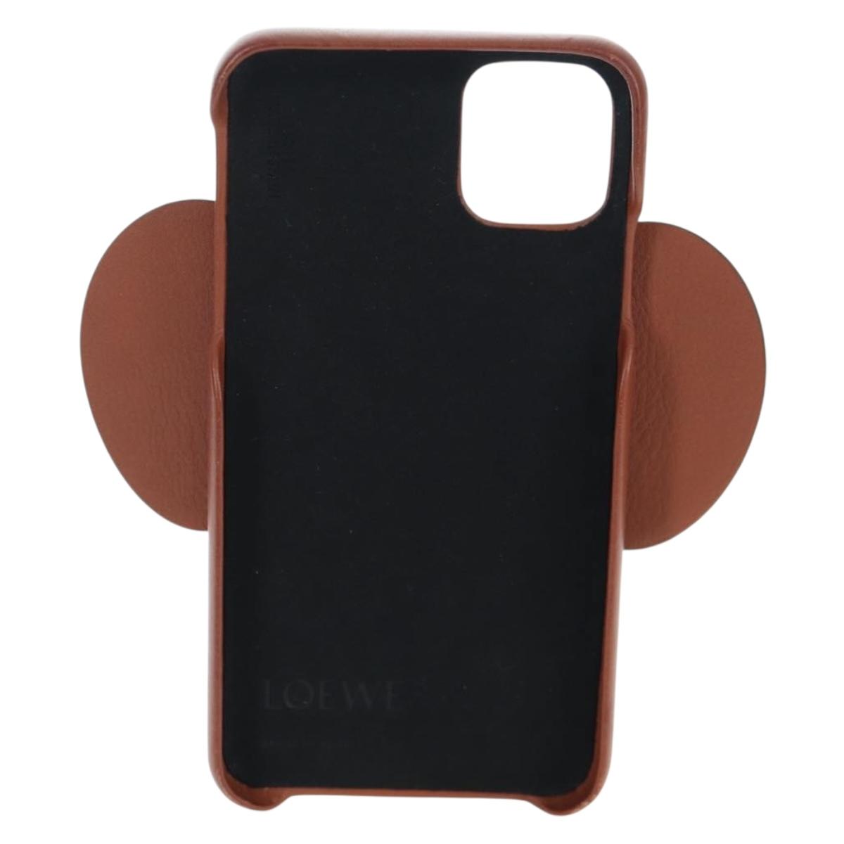 LOEWE iPhone X & XS Case Leather Brown Auth ar14224
