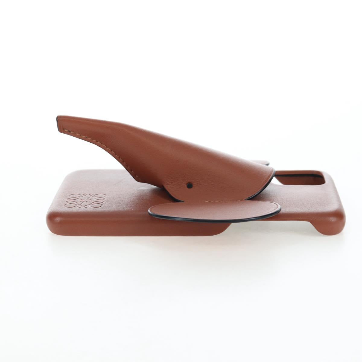 LOEWE iPhone X & XS Case Leather Brown Auth ar14224