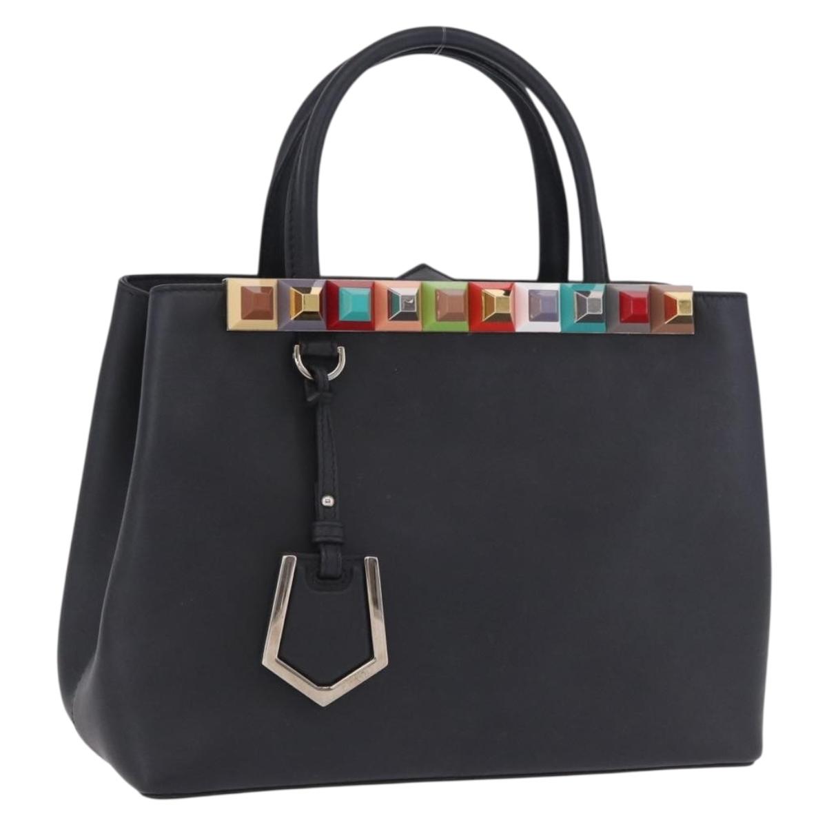 FENDI To joule Hand Bag Leather Black Silver 8BH253 Auth ar14226V