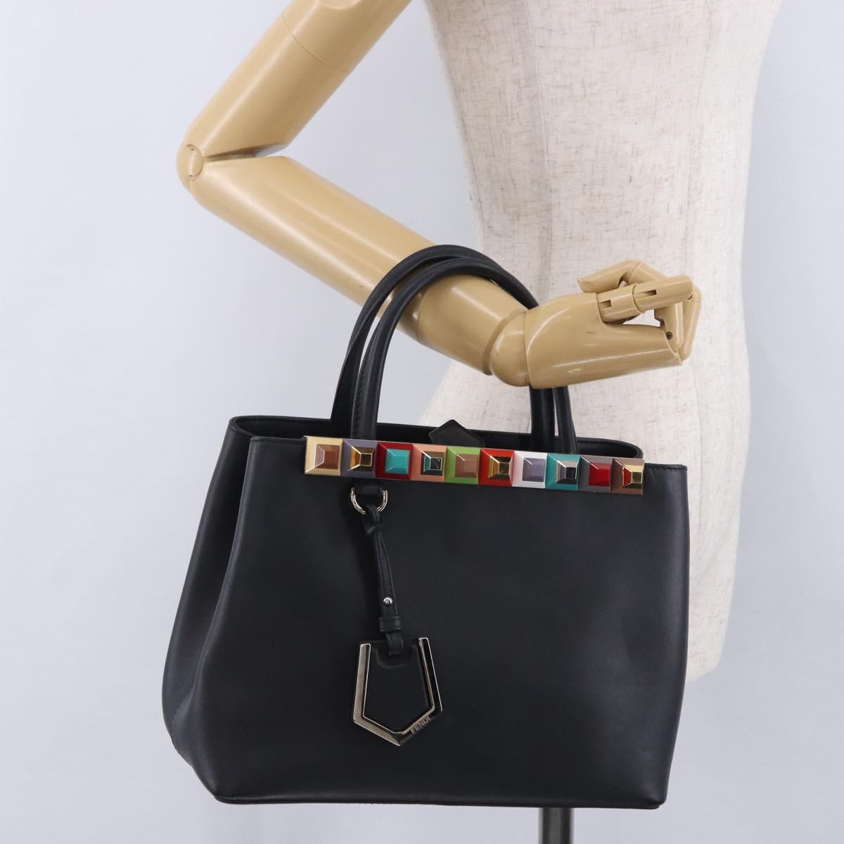 FENDI To joule Hand Bag Leather Black Silver 8BH253 Auth ar14226V