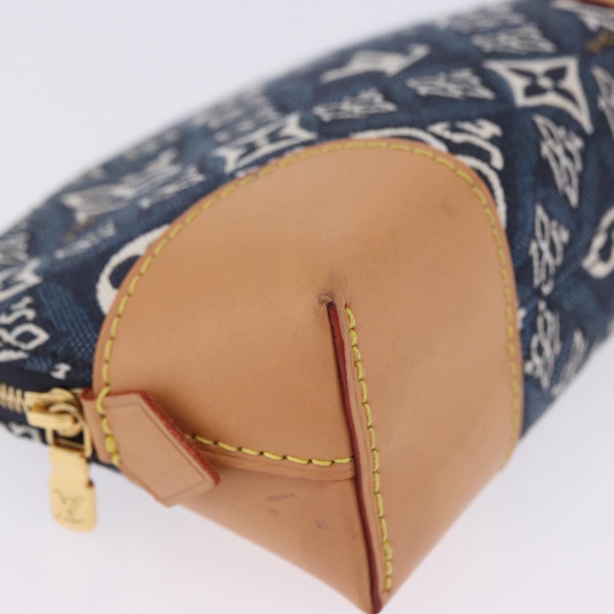 LOUIS VUITTON SINCE1854 Pochette Cosmetic PM Canvas Blue M80307 LV Auth ar14227M