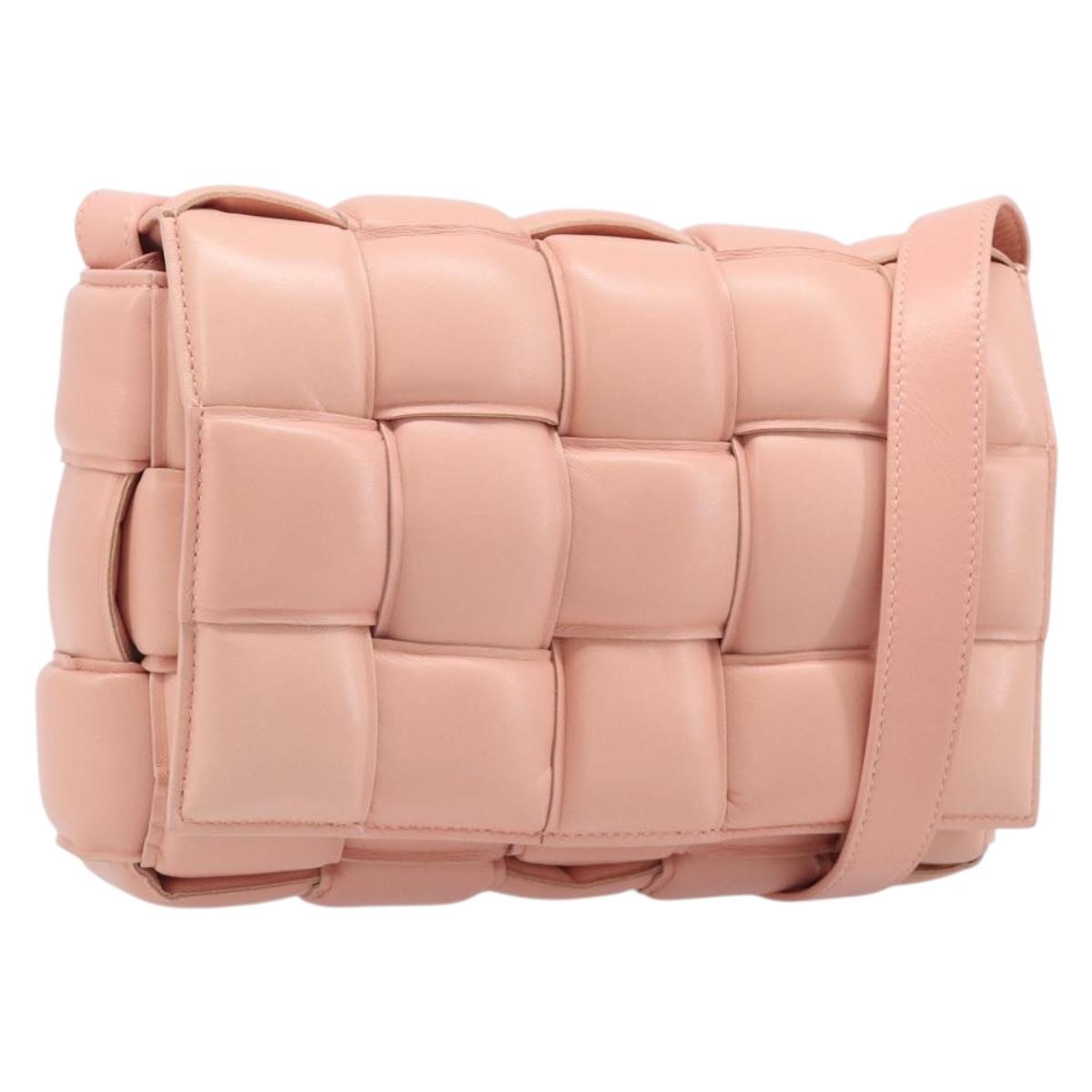 BOTTEGA VENETA MAXI INTRECCIATO Cassette Shoulder Bag Leather Pink Auth ar14228M