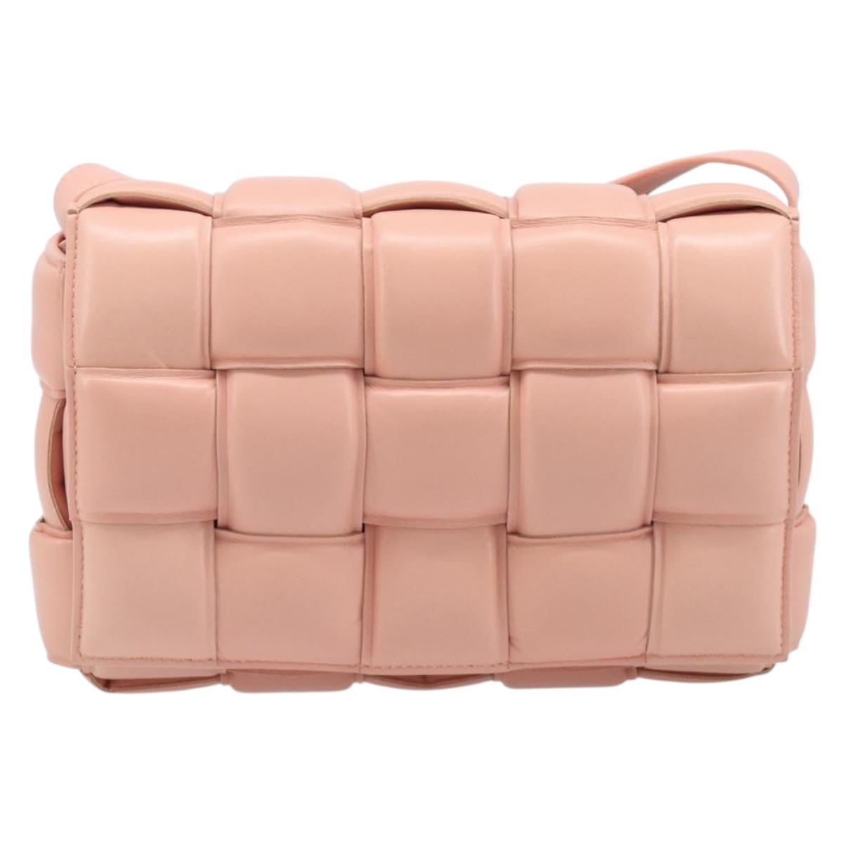 BOTTEGA VENETA MAXI INTRECCIATO Cassette Shoulder Bag Leather Pink Auth ar14228M