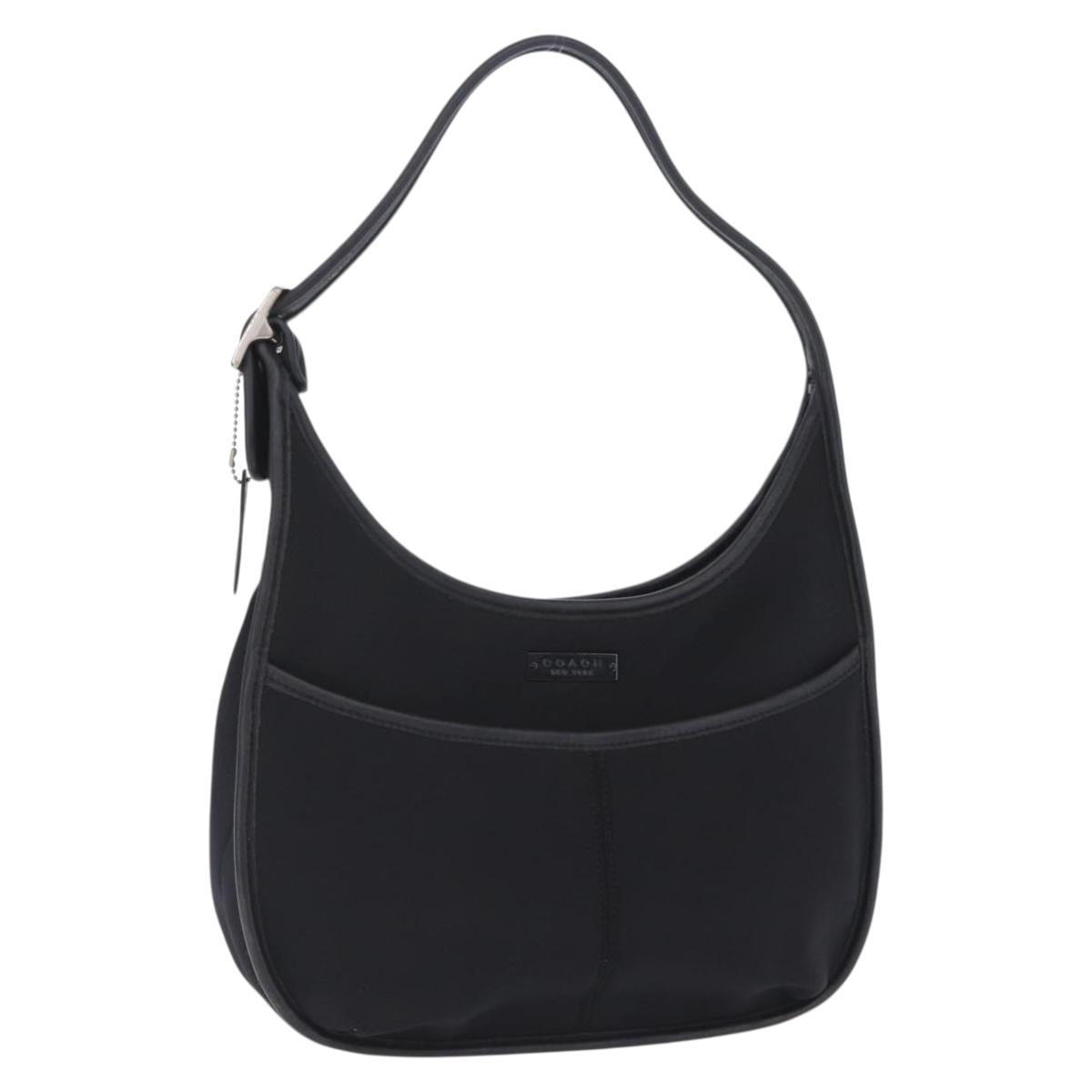 Coach Shoulder Bag Nylon Black Silver Auth ar14243