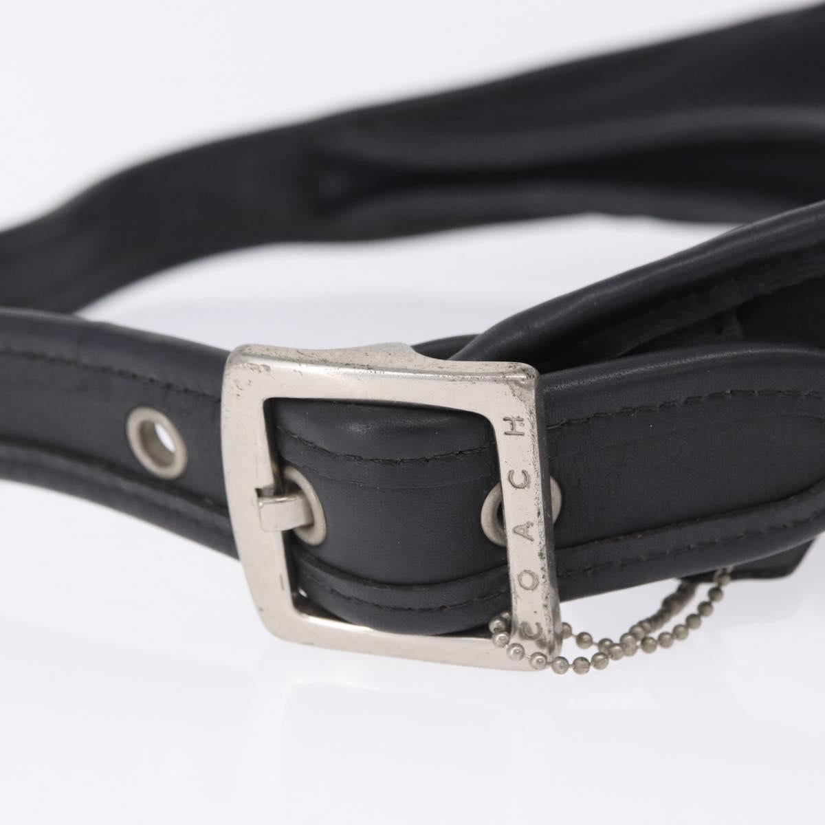 Coach Shoulder Bag Nylon Black Silver Auth ar14243
